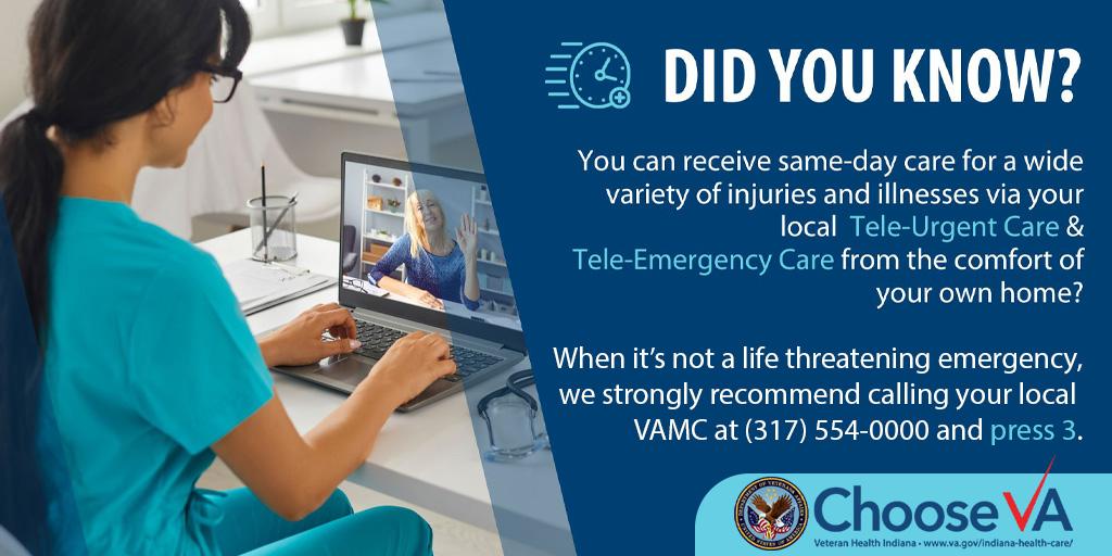 TeleUrgent Care & TeleEmergency Care Is Now Available VA Indiana